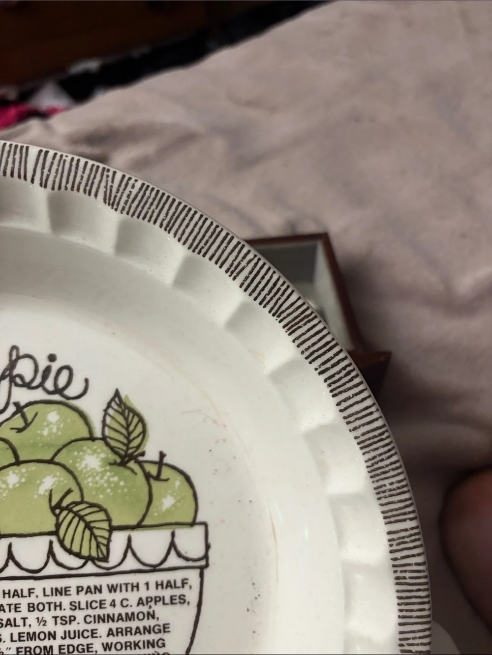 Vintage Royal China Country Harvest Ceramic Apple Pie Recipe Baking Plate 11”